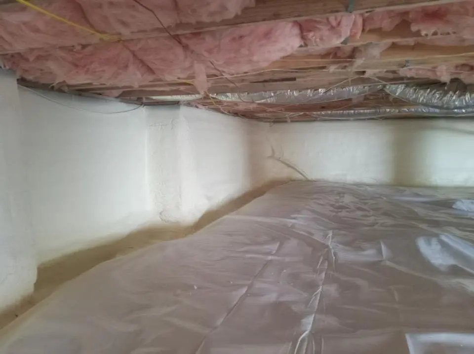 Crawl space encapsulation with closed-cell spray foam for Roof Waterproofing in Bentonville